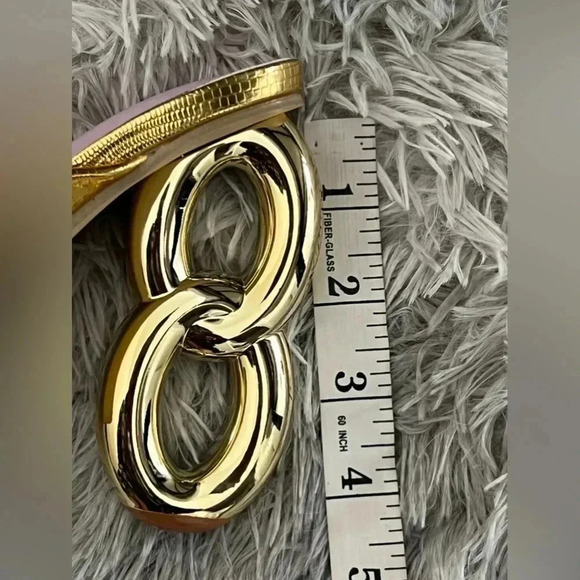 MGOLD SHOES METALLIC SHIMMER OPEN TOE MULE CHAIN FORMAL SEXY HEELS SIZE … - Picture 12 of 14